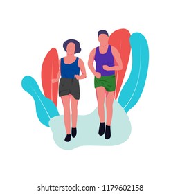 people running vector illustration with funny flat and colorful style