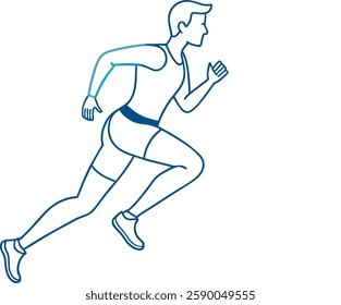 people running vector line  white background 