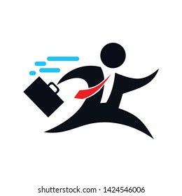 People Running To Work Clipart Logo