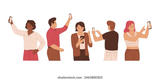 People are sad because the iphone signal is bad. Flat illustration concept