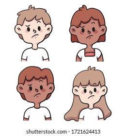 people sad set cute cartoon illustration