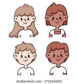 people sad set cute cartoon illustration