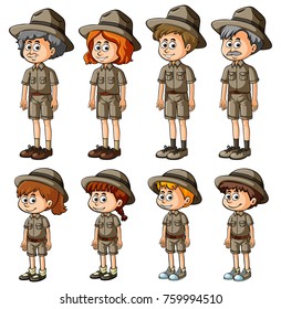 People in safari outfit illustration