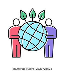 vectores de iconos de color del ecosistema del planeta seguro para la gente. señal del ecosistema del planeta seguro para la gente. ilustración de símbolo aislado