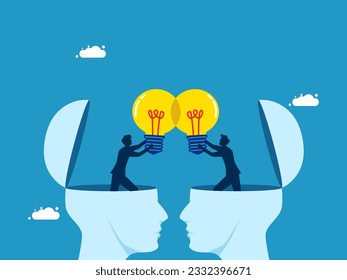 People with the same idea. business people share light bulb ideas 