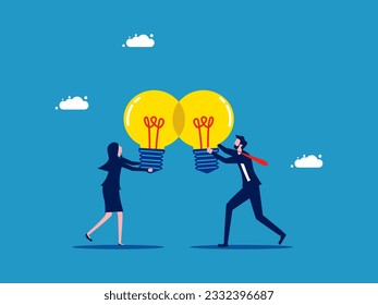 People with the same idea. business people share light bulb ideas 
