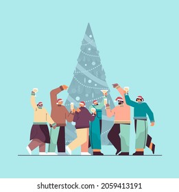 people in santa hats drinking champagne businesspeople celebrating corporate party new year christmas holidays celebration
