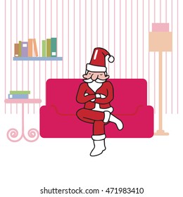 People Santa sitting in living room