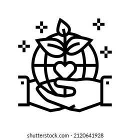 people save nature line icon vector. people save nature sign. isolated contour symbol black illustration