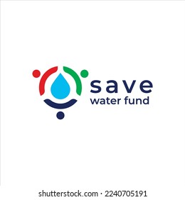 People save water for world fund drop water care donation logo vector icon illustration