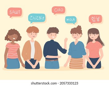 people saying hello, various languages