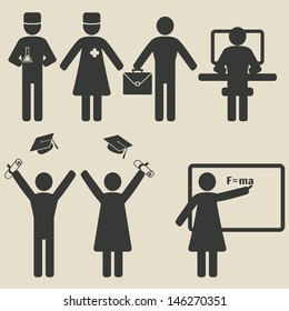 People science education icons - vector illustration 