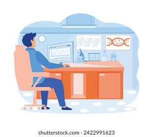 People scientists research in laboratory process. flat vector modern illustration 