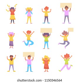 People scream Vector. Cartoon. Isolated art on white background. Flat Set