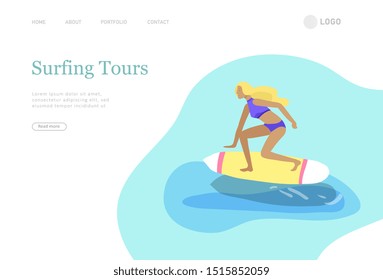 People in sea, pool or ocean performing activities. Men or women swimming in swimwear, diving, surfing, lying on floating air mattress, playing ball. Cartoon vector