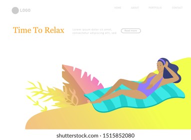 People in sea, pool or ocean performing activities. Men or women swimming in swimwear, diving, surfing, lying on floating air mattress, playing ball. Cartoon vector