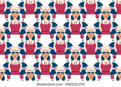 People seamless pattern background. People pattern illustration background