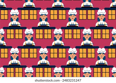 People seamless pattern background. People pattern illustration background