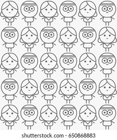 People seamless pattern with boy and girl.