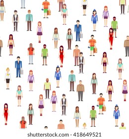 People seamless pattern with men, women. Society concept. People teamwork community, figure people pattern. Vector illustration