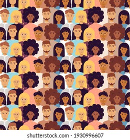 People Seamless Pattern. Vector Illustration of Trendy Background.