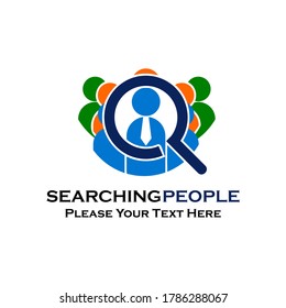 people Search logo template illustration. suitable for recruit , selection, manager, marketing, corporate, professional etc
