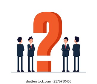 People searching solutions and asking for help. Discussing huge question mark