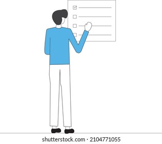 people see checklist and setting flat character illustration eps 