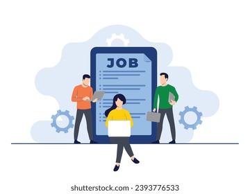 People seeking job opportunities, Job Search, Recruitment, HR, Hiring employees flat illustrations for landing page, web banner, social media, infographic, mobile apps
