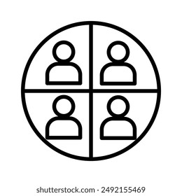 People segmentation icon linear logo mark in black and white