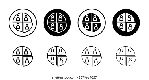 People segmentation icon Outline thin set pack series