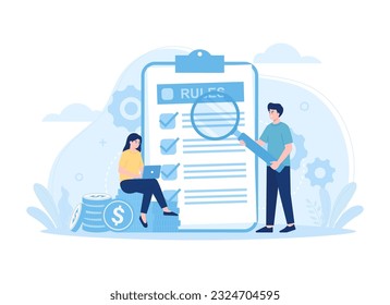 People selecting business rules flat illustration