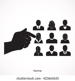 People selection icon. Concept vector graphic. Hiring the best job candidate.
