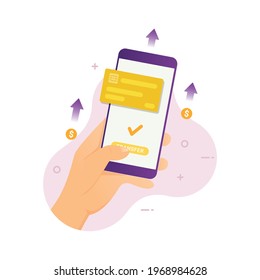 People Sending Money With Mobile Phone Through Payment App. Vector Illustration For Mobile Money Transfer