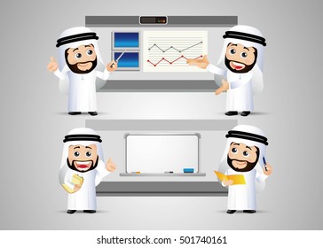 People Set - Arab Businessman with chart and board