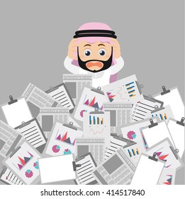People Set - Arab - Businessman has a lot of work to do