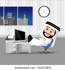 People Set - Arab - Businessman relaxes on chair