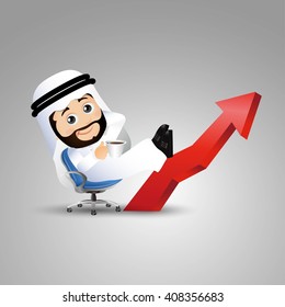 People Set - Arab  - Businessman resting in armchair with legs up. increasing business