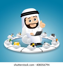 People Set - Arab  -Cute man on the cloud