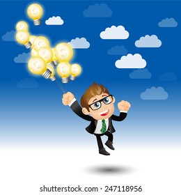 People Set - Business - Businessman. Light bulb. Balloon