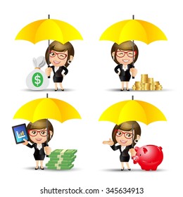 People Set - Business - Businesspeople protecting money for any storm problem
