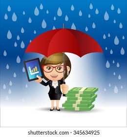 People Set - Business - Businesspeople protecting money for any storm problem