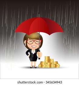 People Set - Business - Businesspeople protecting money for any storm problem