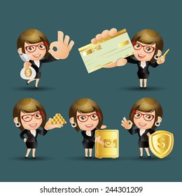 People Set - Business - Businesswoman. finance set. Gold - 1