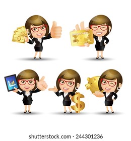 People Set - Business - Businesswoman. finance set. Gold - 2