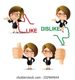 People Set - Business -Businesswoman like. dislike