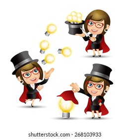 People Set - Business - Businesswomen. Magician. idea