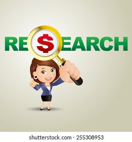 People Set - Business - Businesswomen. Research and dollar