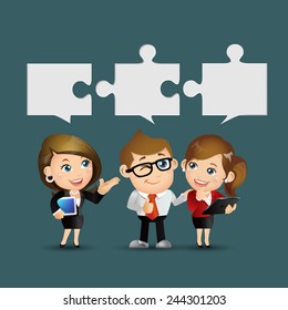 People Set - Business - Group of businesspeople with jigsaw