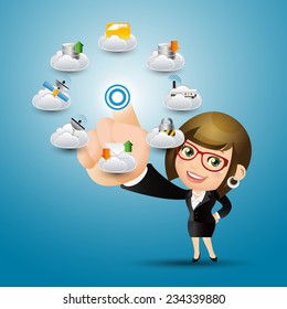 People Set - Business - Internet security. key. Women